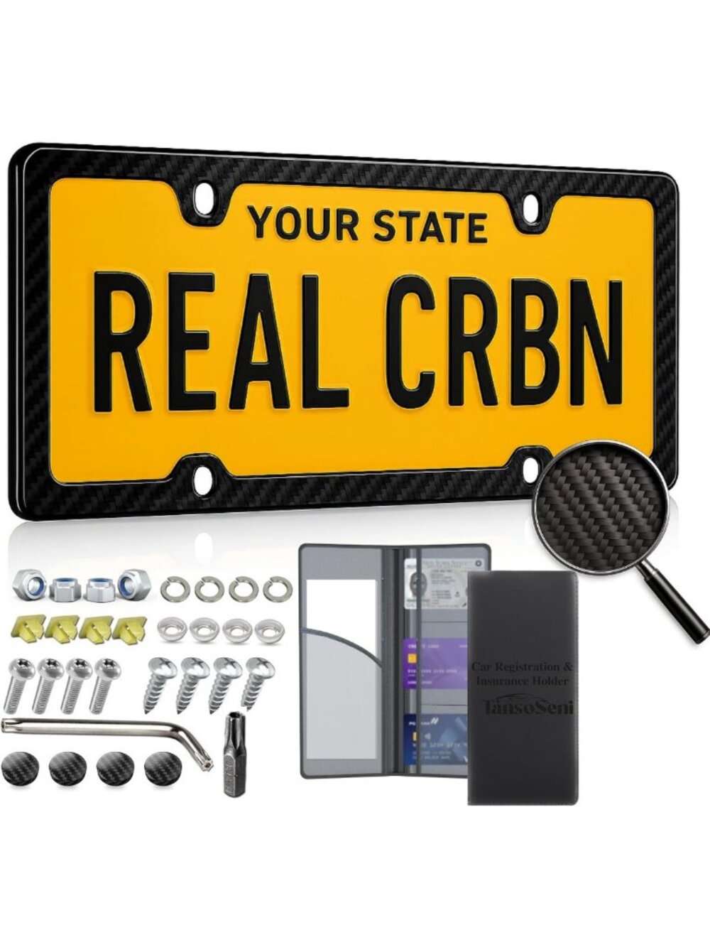 Lightweight Carbon Fiber License Plate Frame - Rust-Proof, Rattle-Proof